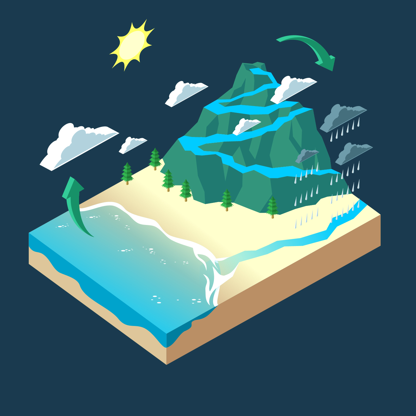 Isometric Water Cycle Infographic Vector - Download Free ...