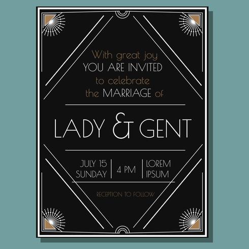 Vintage Deco Wedding Invitation vector