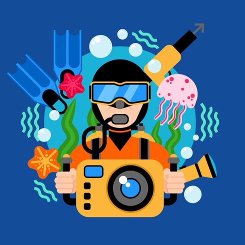 Ilustración de buceo vector