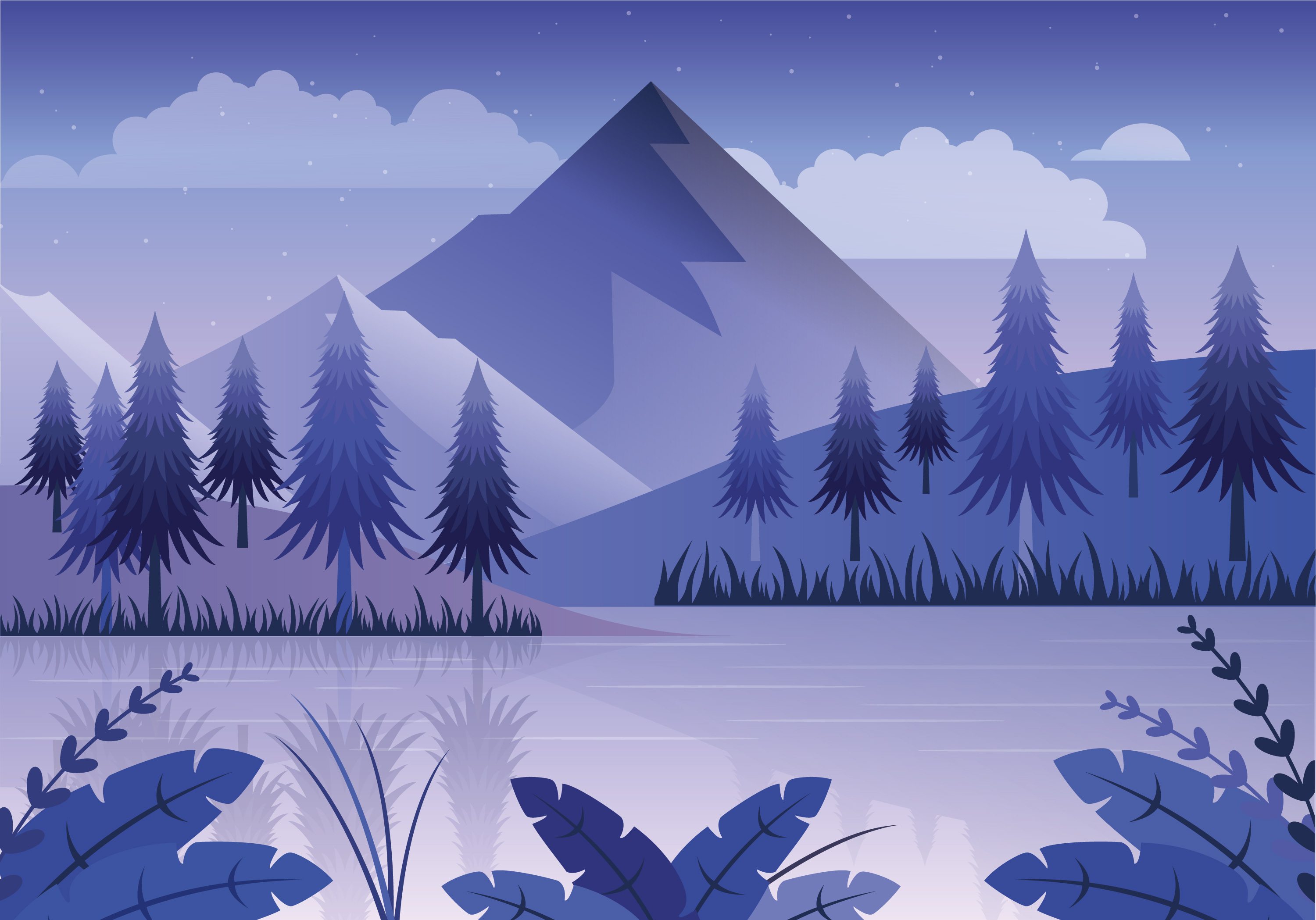 Vector Blue Landscape Illustration 208569 Vector Art at Vecteezy
