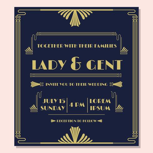 1920'S Wedding Invitation Vector