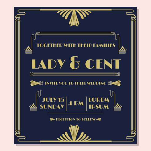 1920, invitación de la boda, vector