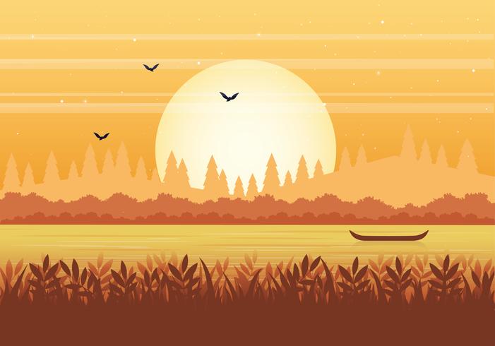 Ilustración de paisaje de naturaleza vectorial vector