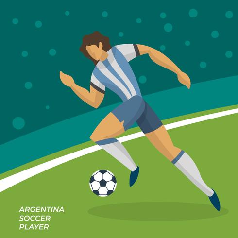 Jugador de fútbol de Argentina plano abstracto con una pelota en campo Ilustración vectorial vector