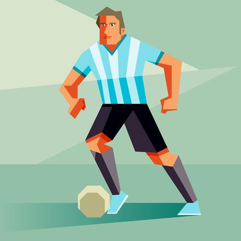 Argentina Soccer Players Vector Illustration