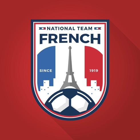 Flat Modern French Soccer Badge World Cup With Red Background Vector Illustration