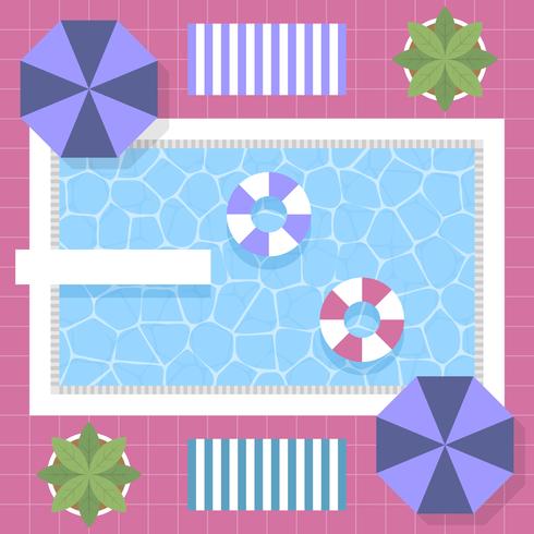 80s Style Vintage Graphic Swimming Pool Top View Design With Background vector