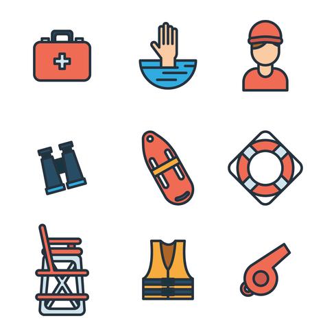 Outlined Lifeguard Objects vector