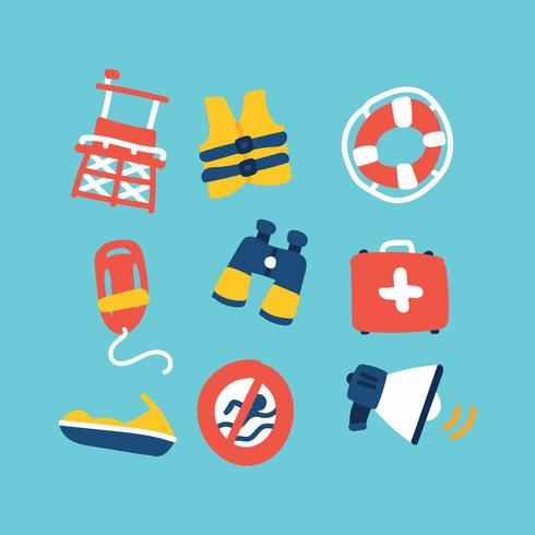 Doodled Set Of Lifeguard Stuff vector