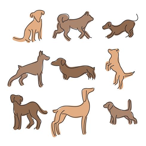 Set of Lined Abstract Dogs vector