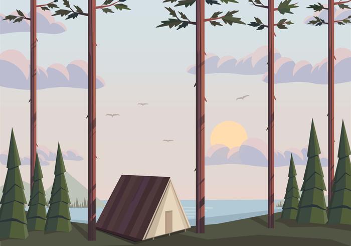 Ilustración de paisaje Camping Vector