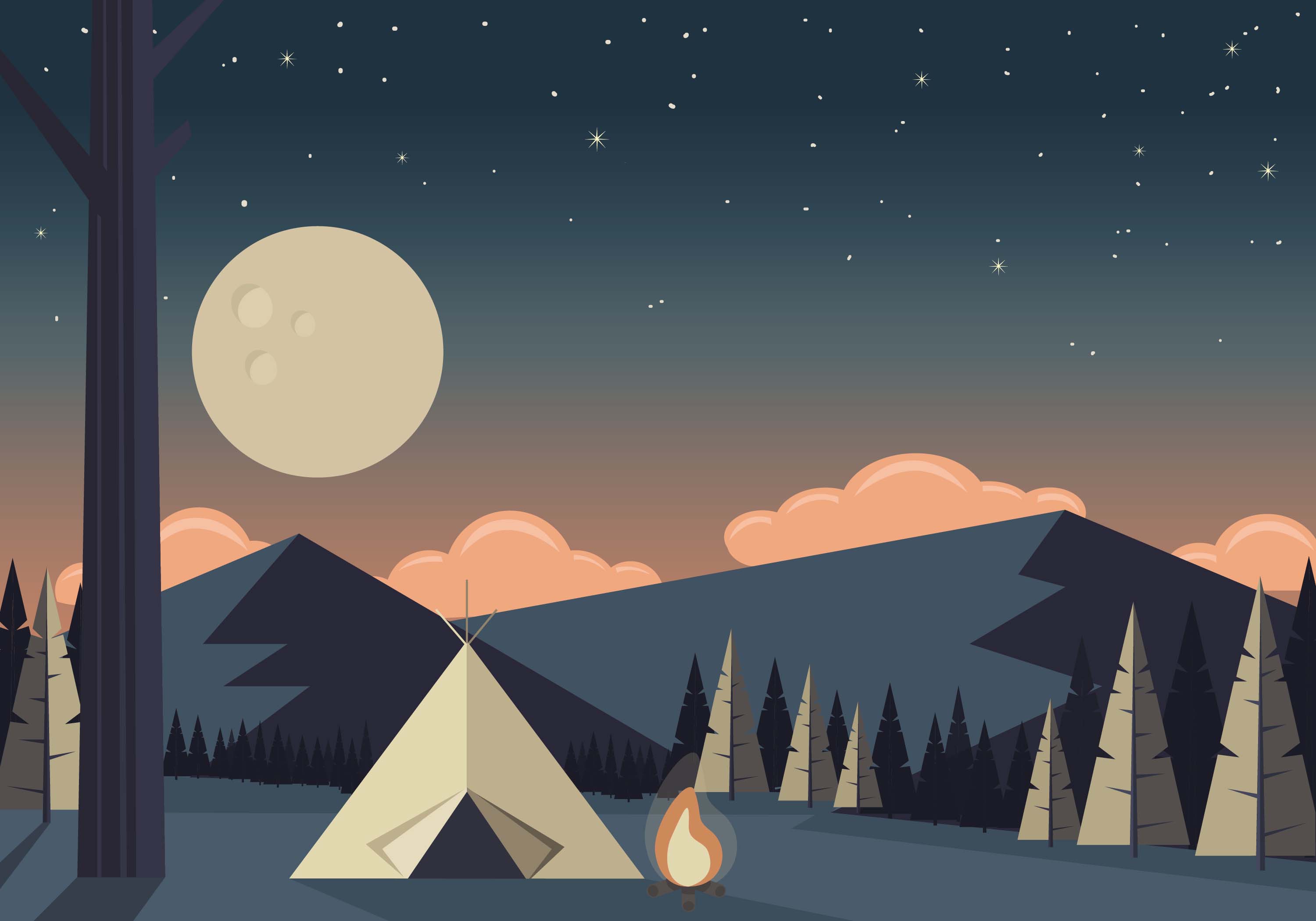 Vector Camping Landscape Illustration 208940 Vector Art at Vecteezy