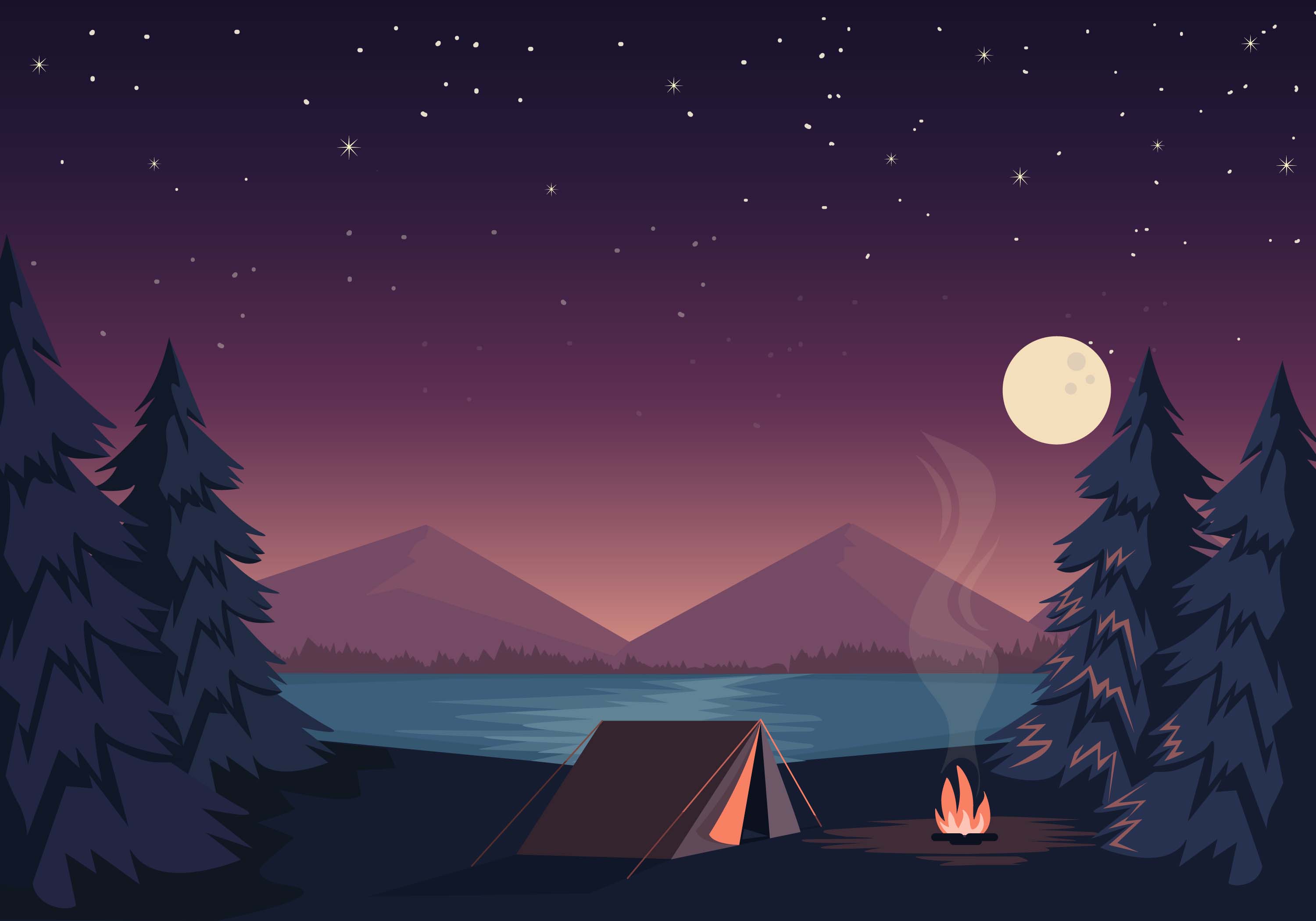  Vector  Beautiful Camping Illustration  Download Free 