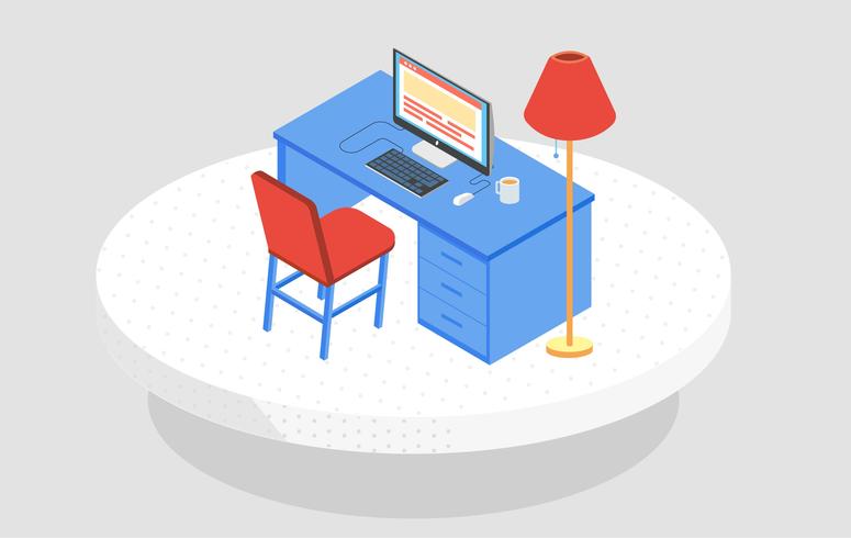 Vector Isometric Desktop Illustration 