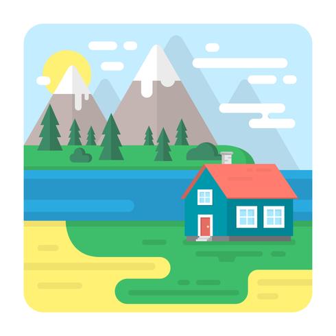 Flat Lake House vector