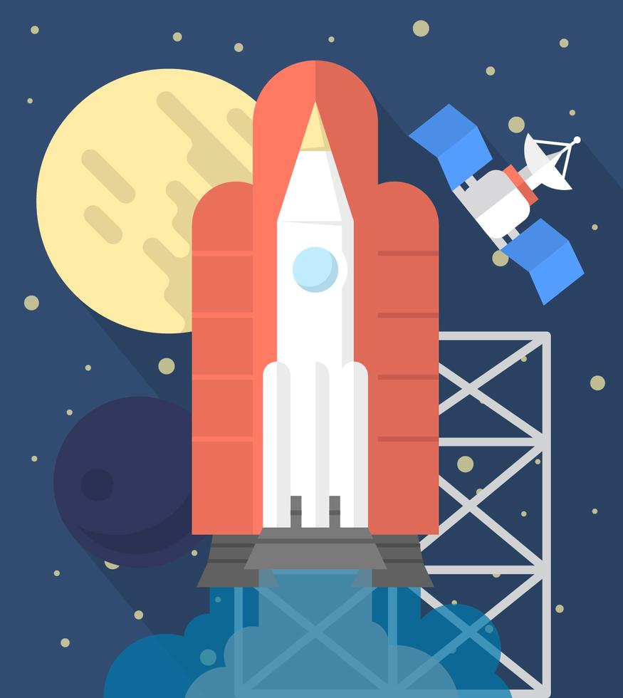Flat Rocket Launch 208990 Vector Art at Vecteezy