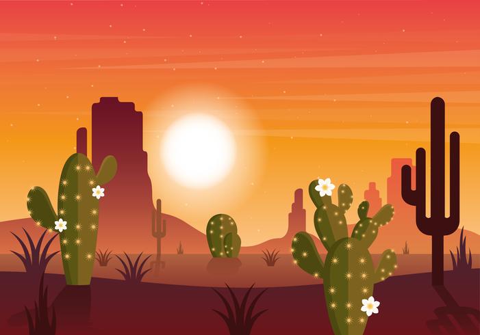 Ilustración de vector desierto paisaje