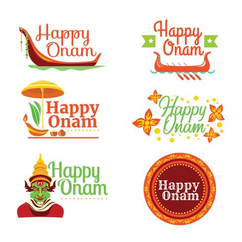 Set of Happy Onam Card vector