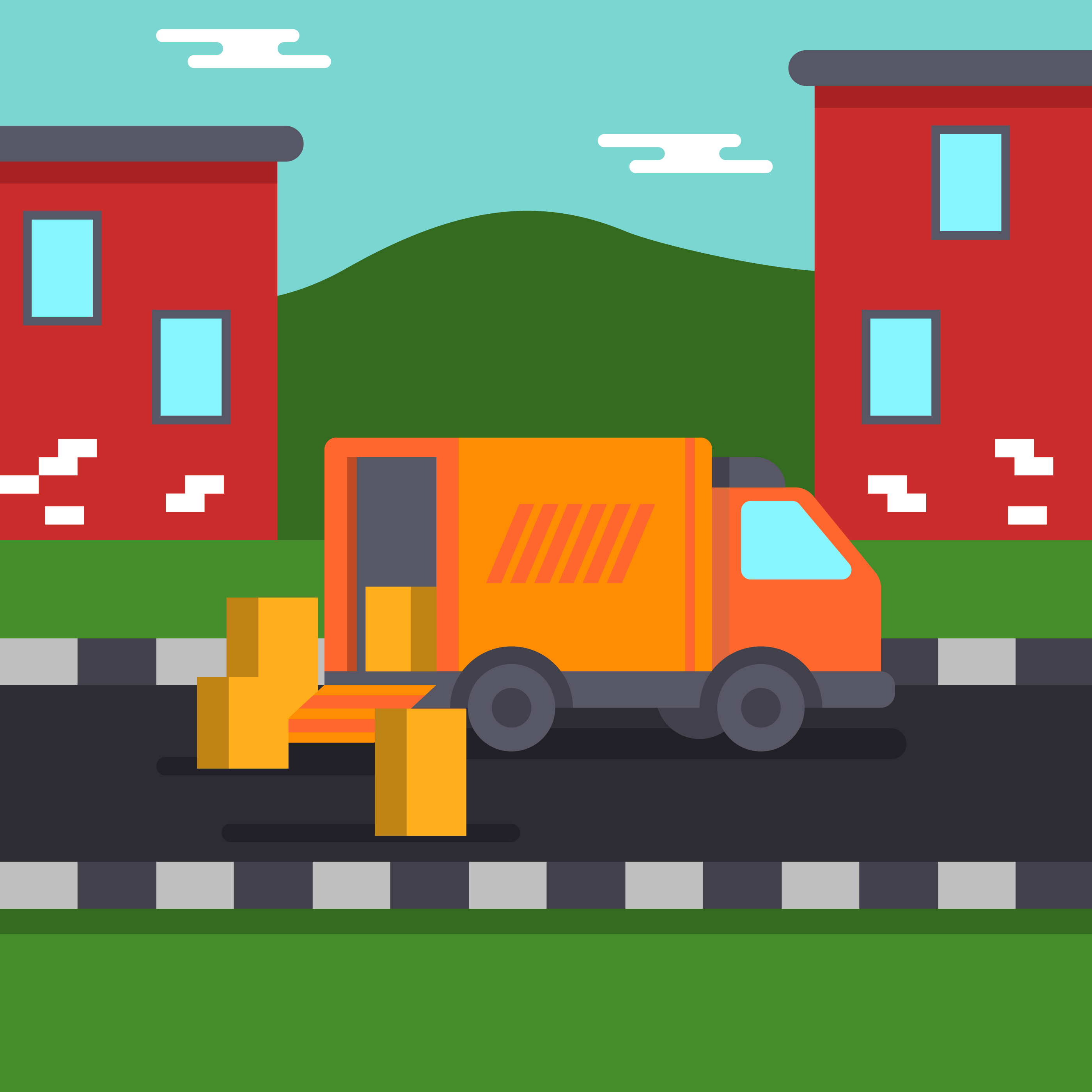 Home Relocation With Moving Truck Vector Illustration ...