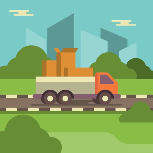 Home Relocation With Moving Truck Vector Illustration