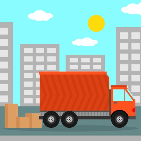 Home Relocation With Moving Truck Vector Illustration