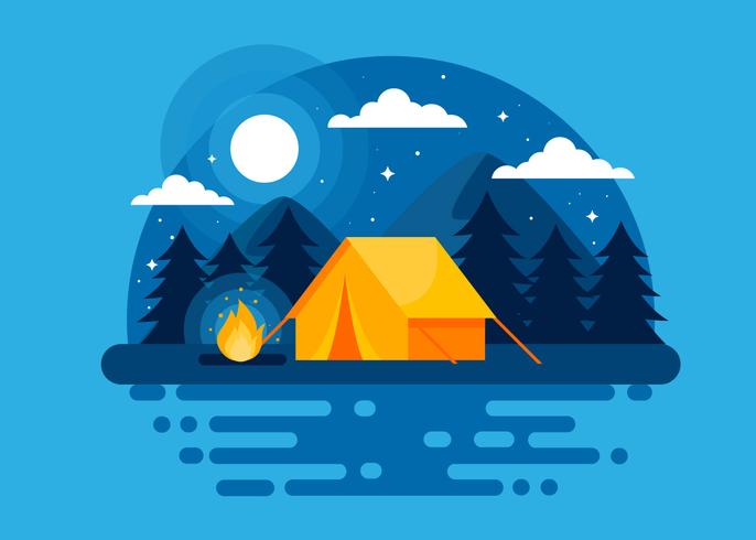 Summer Night Camp Vector