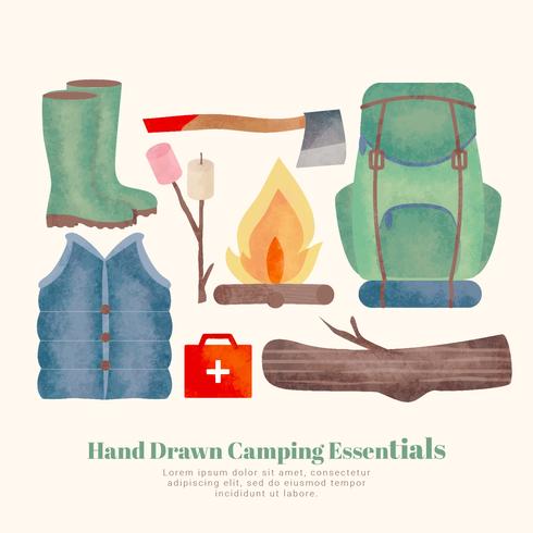 Vector Hand Drawn Camping Essentials