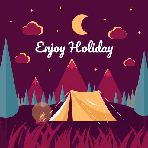 Night Camping illustration Vector