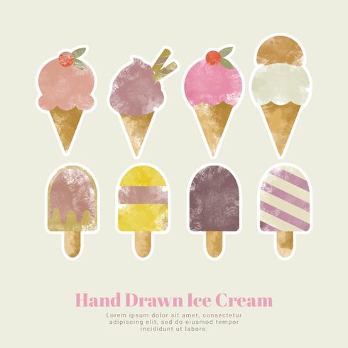 Vector Watercolor Ice Cream Set