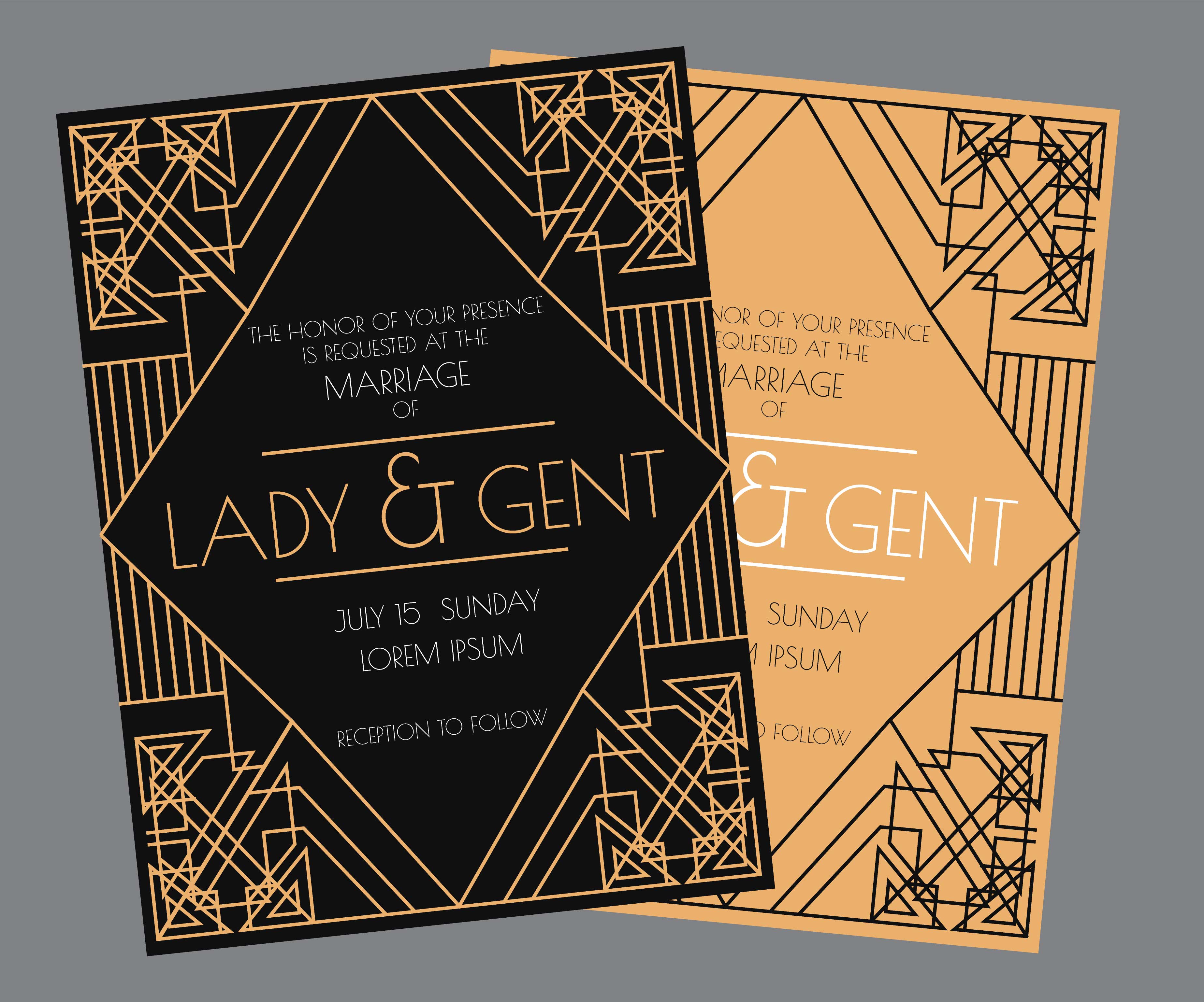 Art Deco Wedding Invitation Vector 209112 Vector Art at Vecteezy