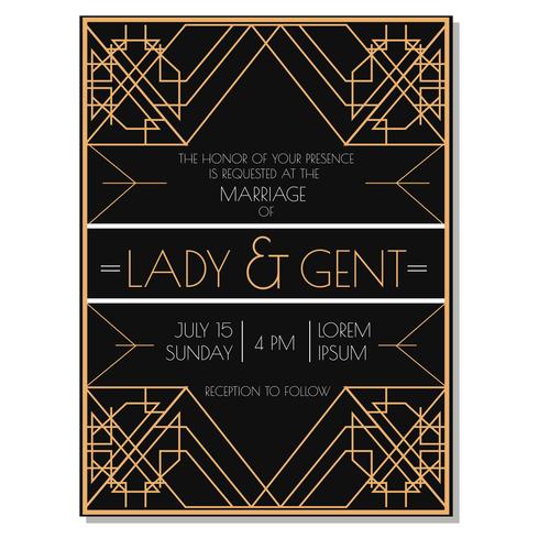 Art Deco Wedding Invitation vector