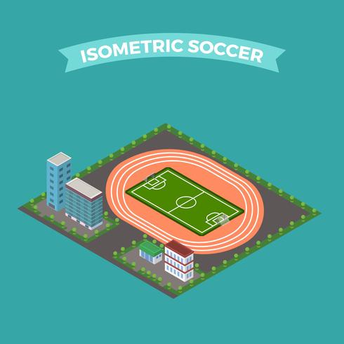 Flat Isometric Soccer Stadium Vector Illustration