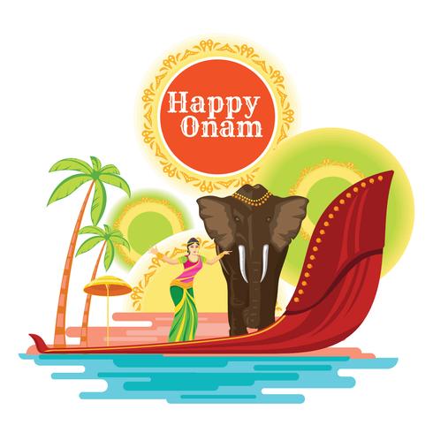 Happy Onam Holiday para el Festival del Sur de la India vector