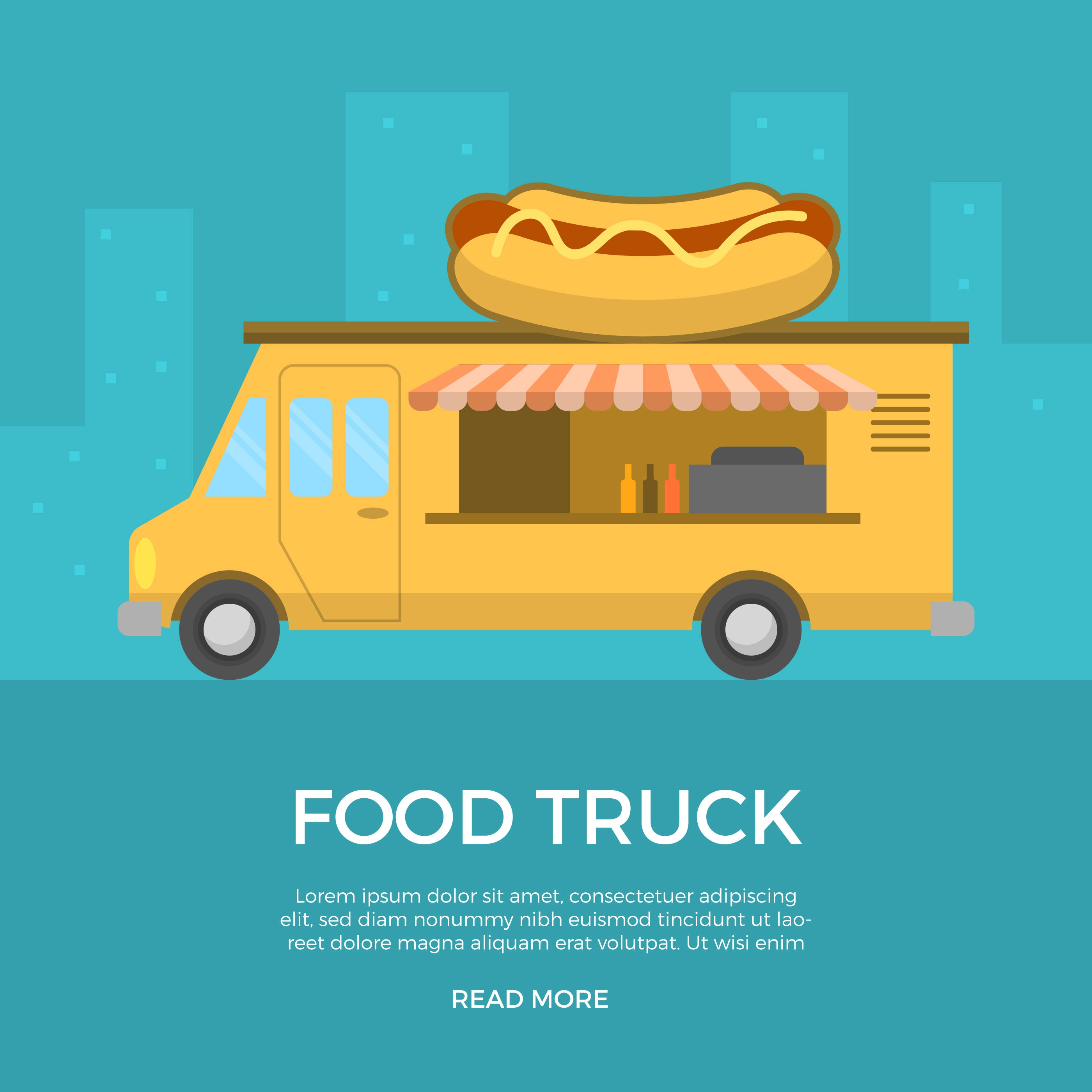 Flat Food Truck Vector Illustration 209173 Vector Art at