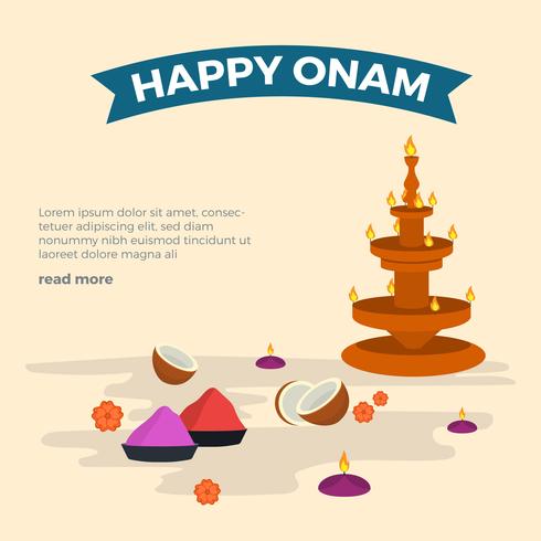 Ilustración de vector de onam feliz plana