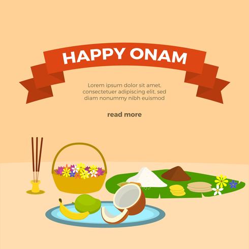 Planos feliz Onam Vector saludos