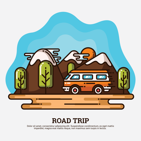 Ilustración de viaje por carretera vector