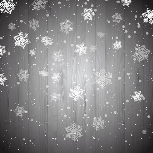 Christmas snowflakes on wood vector