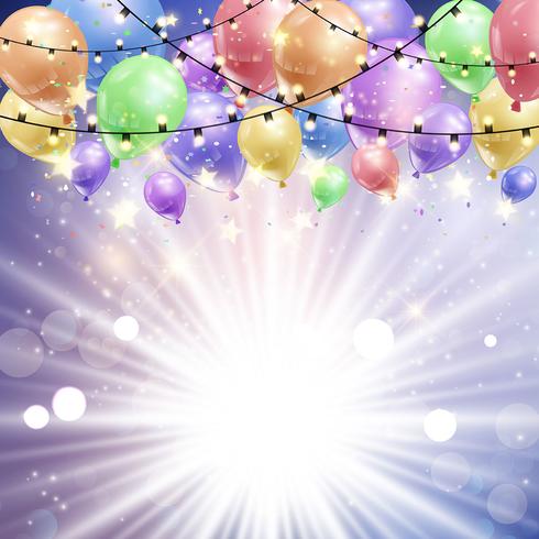 Balloons on a starburst background vector