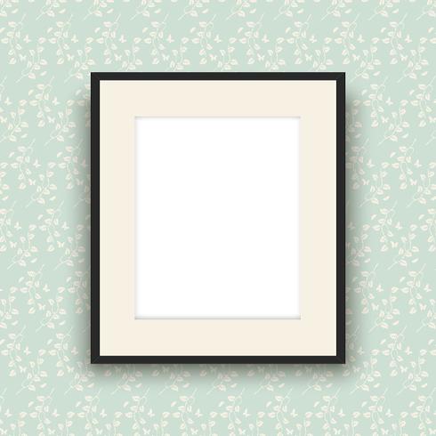 Blank picture frame on vintage style wallpaper vector