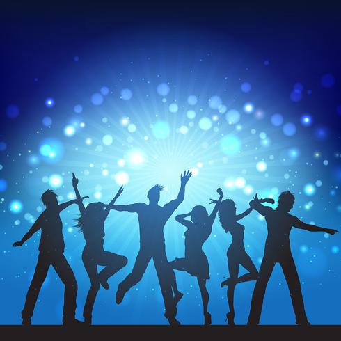 Party people on disco lights background vector