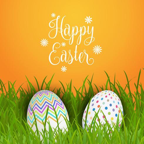 Easter eggs in grass vector