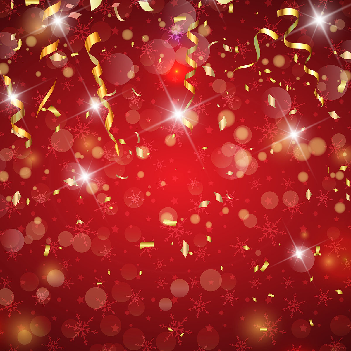 Christmas background with gold streamers and star Vector Image