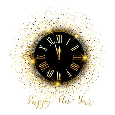 Gold confetti Happy New Year background  vector