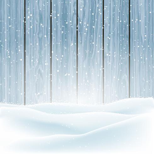 Winter snow on wood background  vector