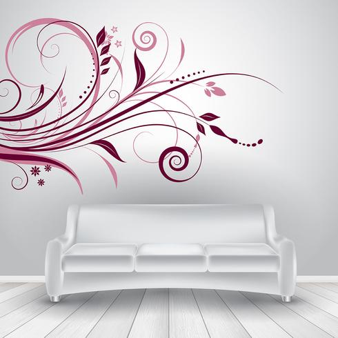 Room interior with sofa showing wall decal  vector