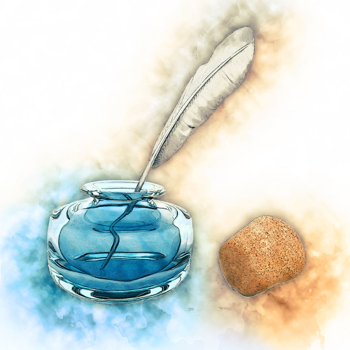 Ink well and quill watercolor painting 209756 Vector Art at Vecteezy