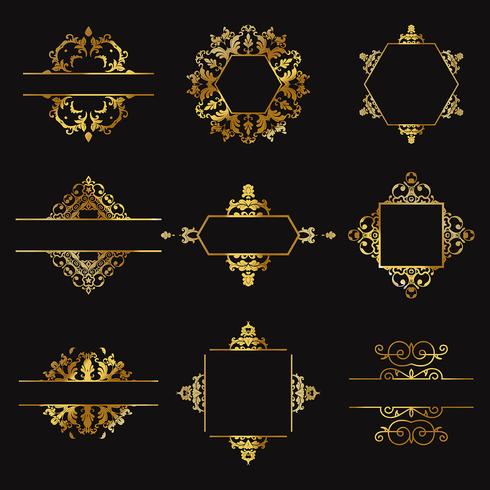 Elementos decorativos de diseño dorado. vector