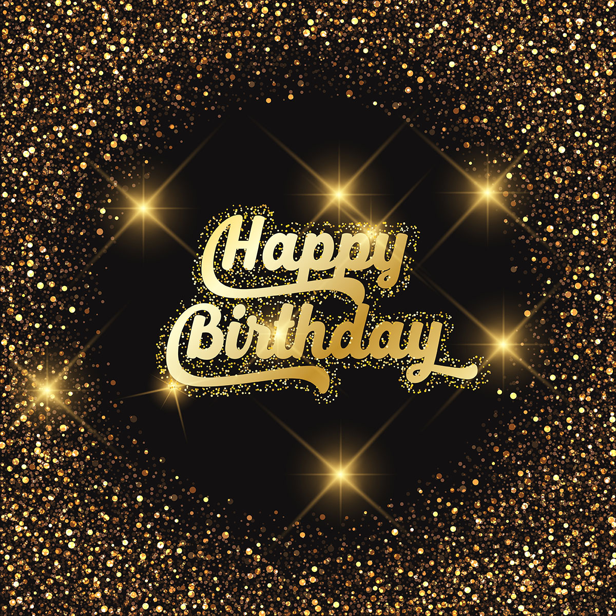 Gold Glitter Background With Happy Birthday Inscription Vector Image ...