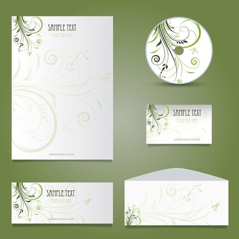 Business stationery layout with floral design vector